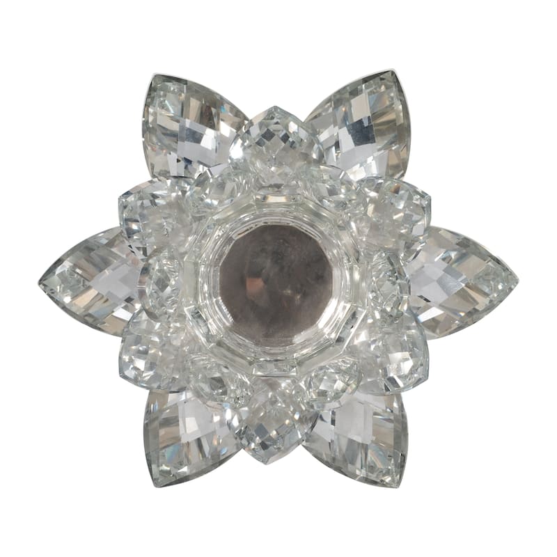 Iridescent Glass Crystal Lotus Votive Candle Holder