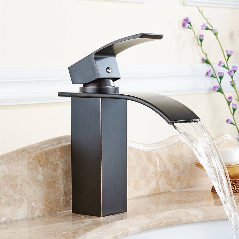 Waterfall Bathroom Sink Faucet Single Hole Bathroom Faucets One Handle Modern Basin Vanity Taps With Valve - Oil Rubbed Bronze