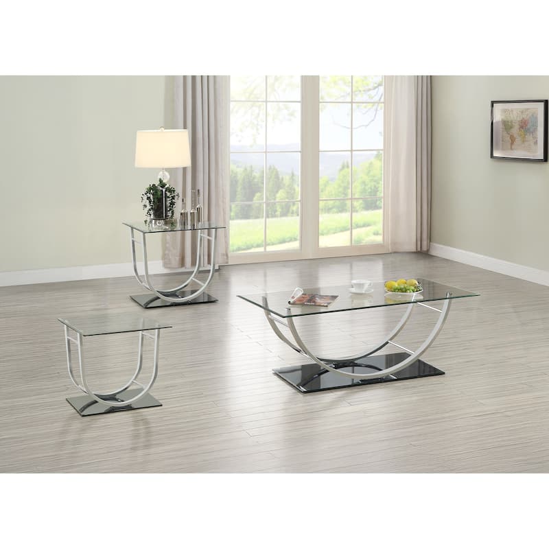 Danville Glass Top Coffee And End Table Set Chrome - 3-Piece Set