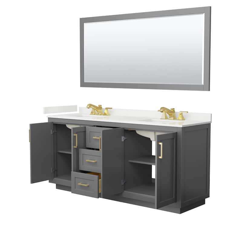 Miranda 72-inch Double Vanity, Quartz Top, 70-inch Mirror