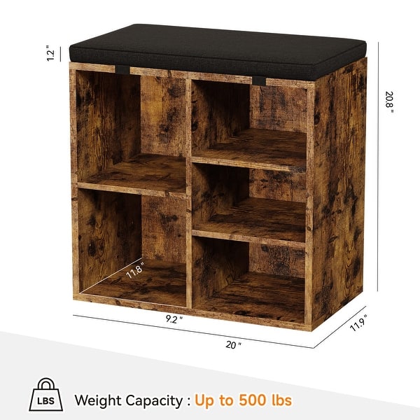 dimension image slide 5 of 7, Shoe Storage Bench Cubby Organizer for Entryway