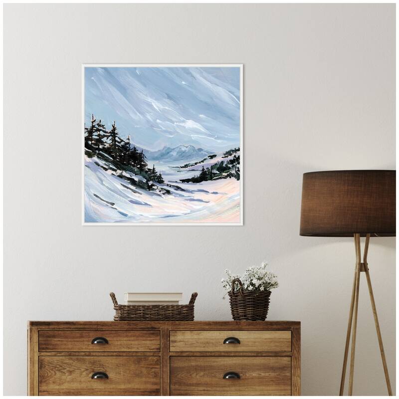 Kate and Laurel Ski Valley by Emily Kenney Framed Canvas Wall Art Print