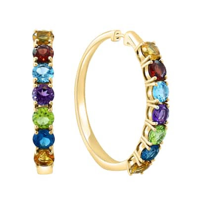 EFFY Gold over Silver,Amethyst,Blue Topaz,London Blue Topaz,Citrine,Garnet,Peridot Hoop Earrings
