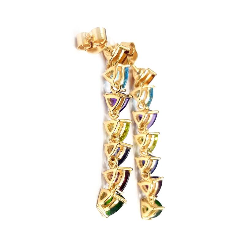 925 Sterling Silver Multi Gemstone Dangle Earrings