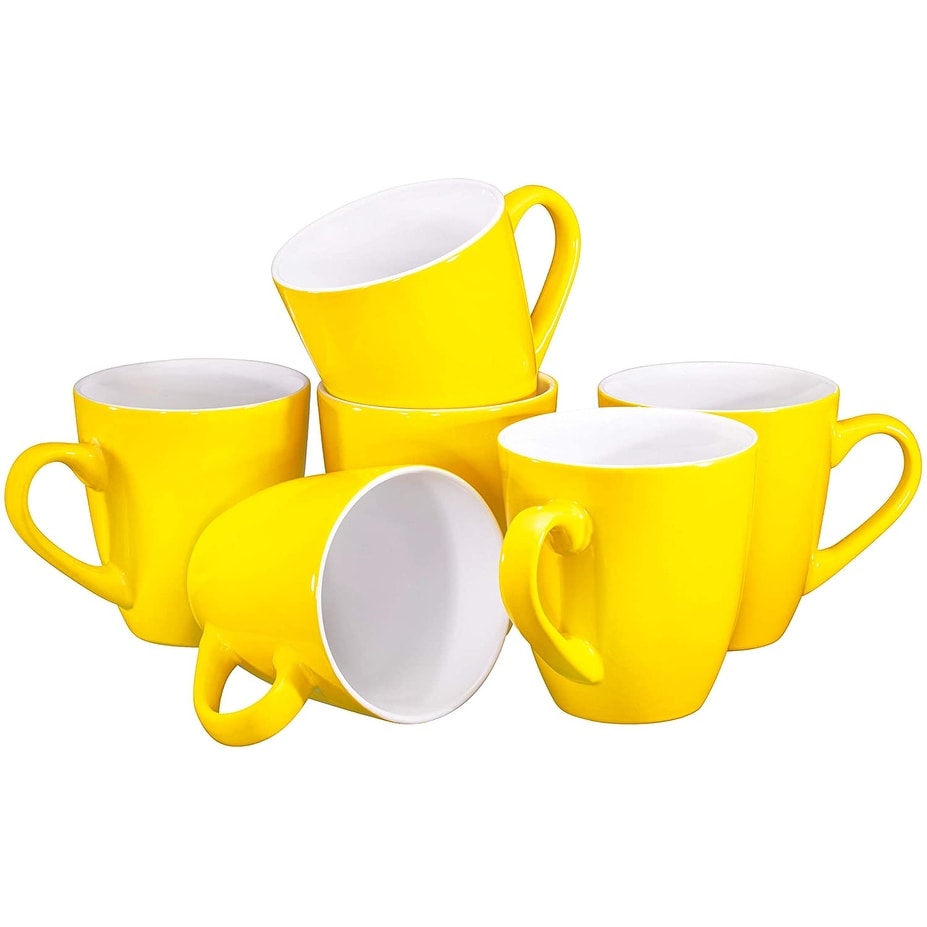 Kitchen Club 2174224 Set of 6 White China Coffee Cups with Saucers 