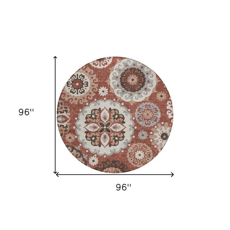 HomeRoots Floral Medallion Transitional Rectangle Outdoor Rug