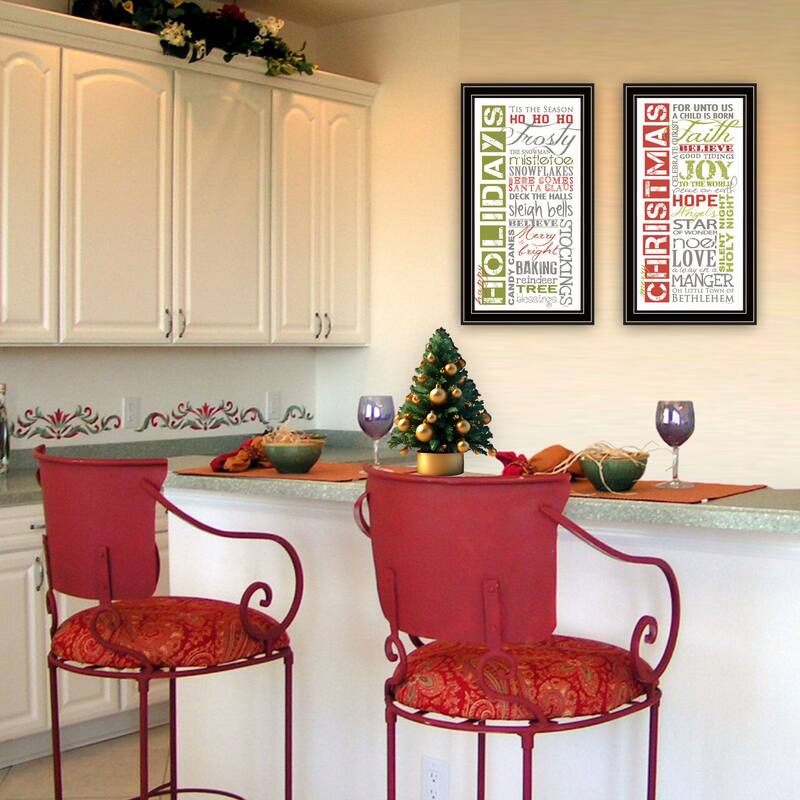 2-Piece Framed Wall Art Set - Happy Holidays, Black Frame