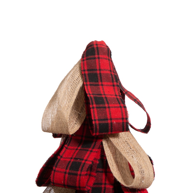 Glitzhome 17"H Christmas Plaid Fabric Tabletop Tree