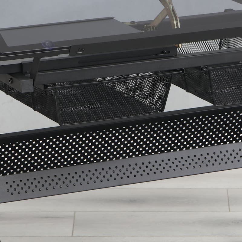 Hand Crank Adjustable Tempered Glass Drafting Drawing and Printing Table with Chair and Storage Space