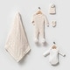 preview thumbnail 3 of 6, Newborn Baby Girl Knit Ensemble with Pom-Pom Details Cream