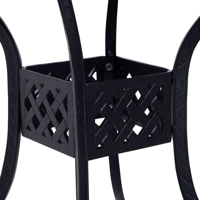 Patio Square Cast Aluminum Dining Table with 2" Dia Umbrella Hole, Outdoor Bistro Table