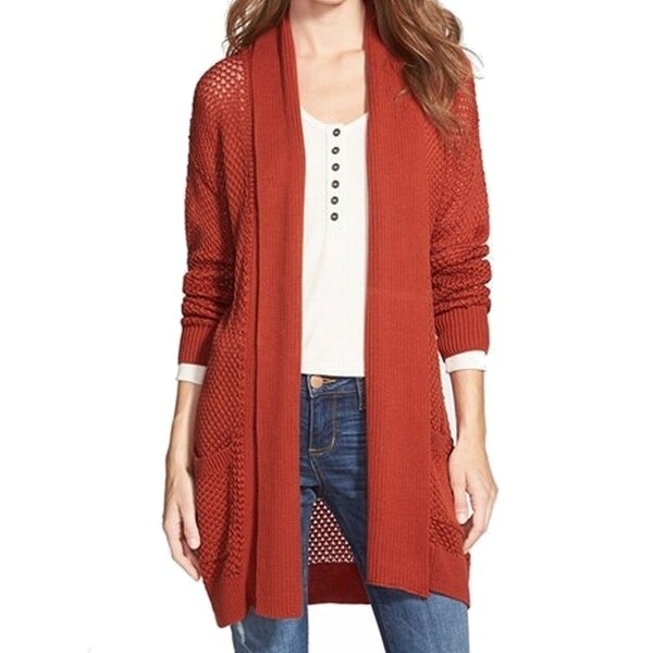 orange open front cardigan