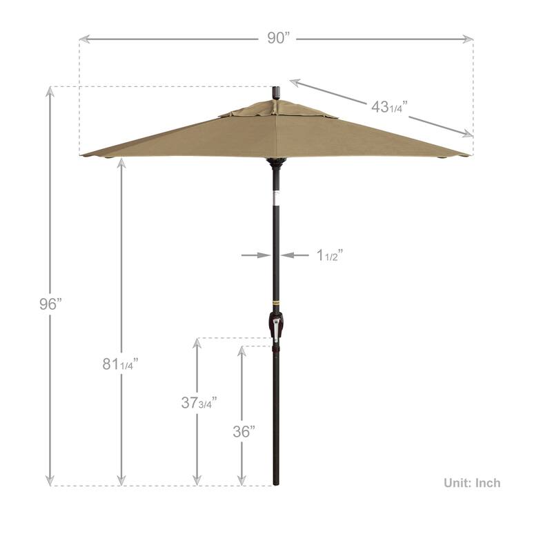 California Umbrella 7.5' Round Crank Lift Push Button Tilt Bronze Aluminum Patio Umbrella with Olefin Royal Blue Fabric