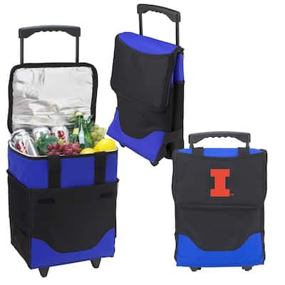 NCAA Illinois University Fighting Illini 32 Can Collapsible Rolling Cooler