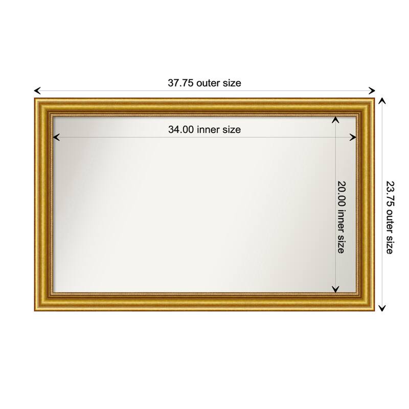 Townhouse Gold Framed Non-Beveled Custom Wall Mirror, Bathroom Vanity Mirror - Outer Size: 37.75 x 23.75