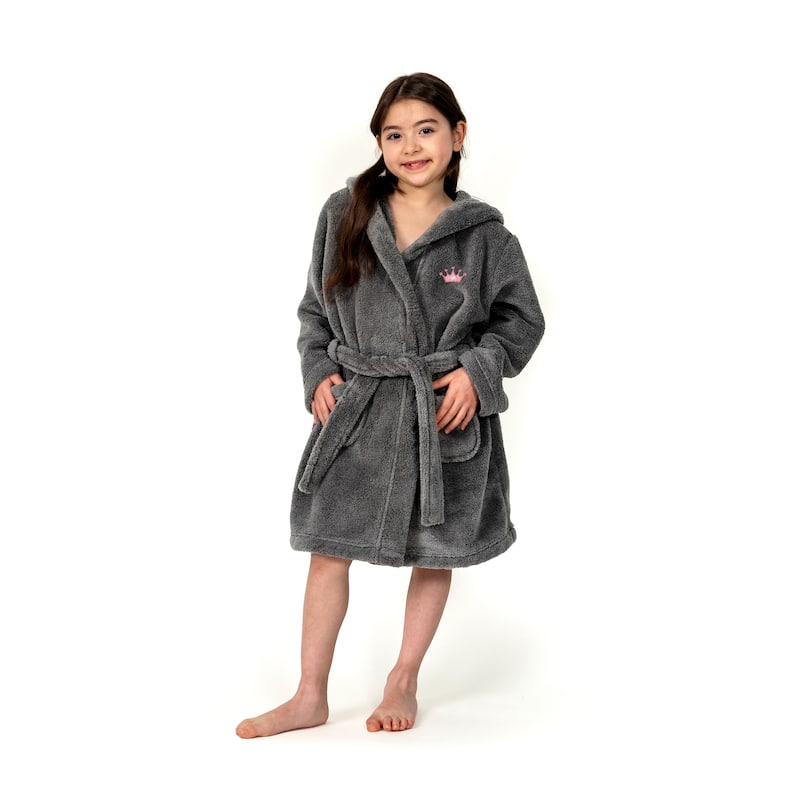 Sweet Kids 100% Polyester SUPER PLUSH Double Brushed Hooded Bathrobe - CROWN