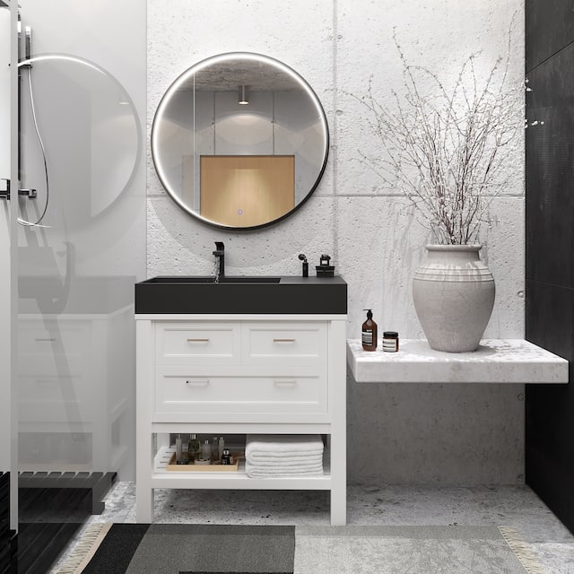 Juniper 36" Solid Surface Bathroom Vanity Top - Left Basin
