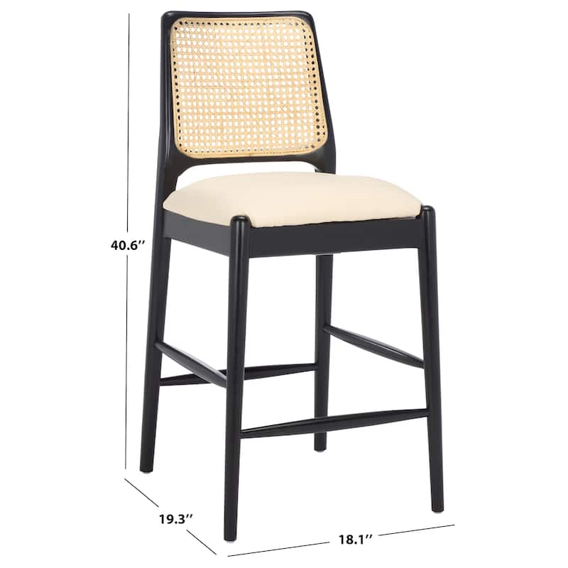 SAFAVIEH Home Reinhardt Rattan Counter Stool - 18"W x 19"D x 41"H