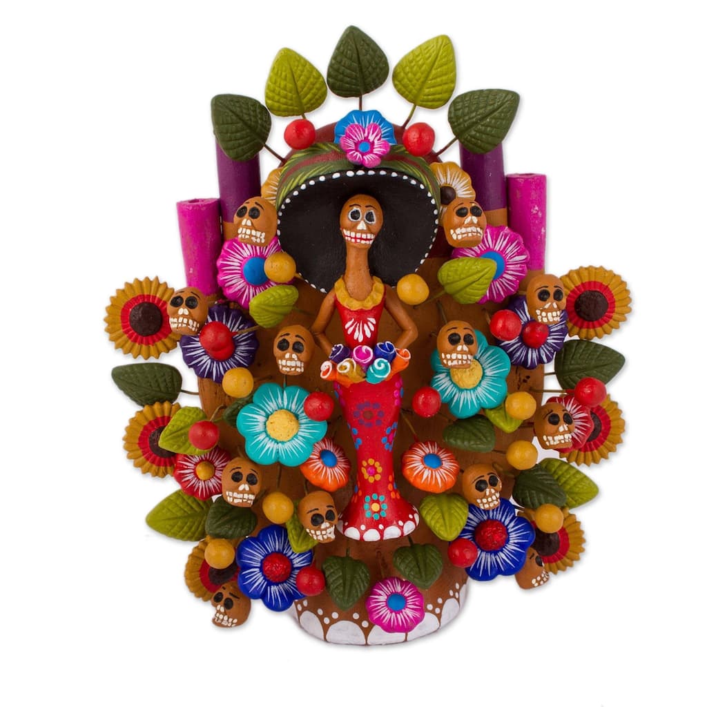 Ceramic sculpture, 'Catrina Tree of Life'
