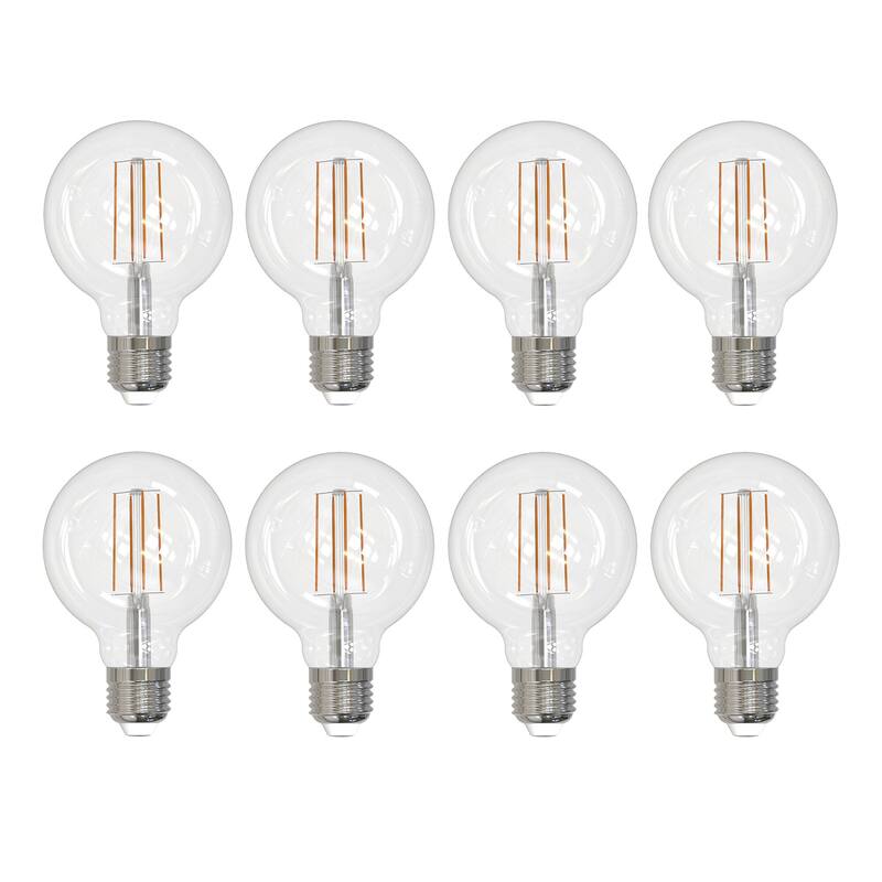 Bulbrite Pack of (8) 7 Watt Dimmable Filament G25 Medium (E26) LED Bulb - 800 Lumens, 4000K, and 80 CRI - Clear