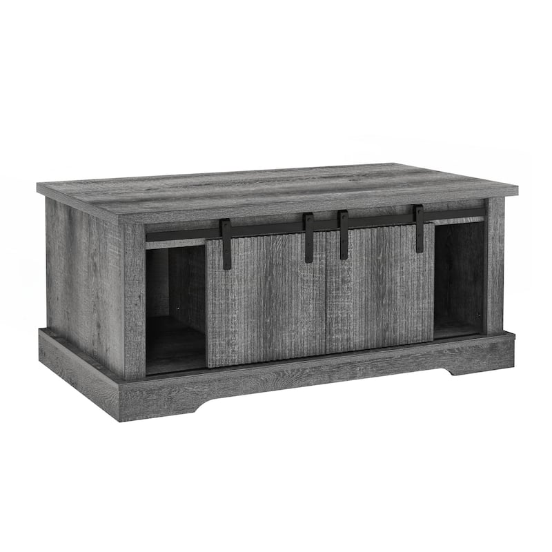 41.3 Inch Coffee Table with Storage and Sliding Wood Door