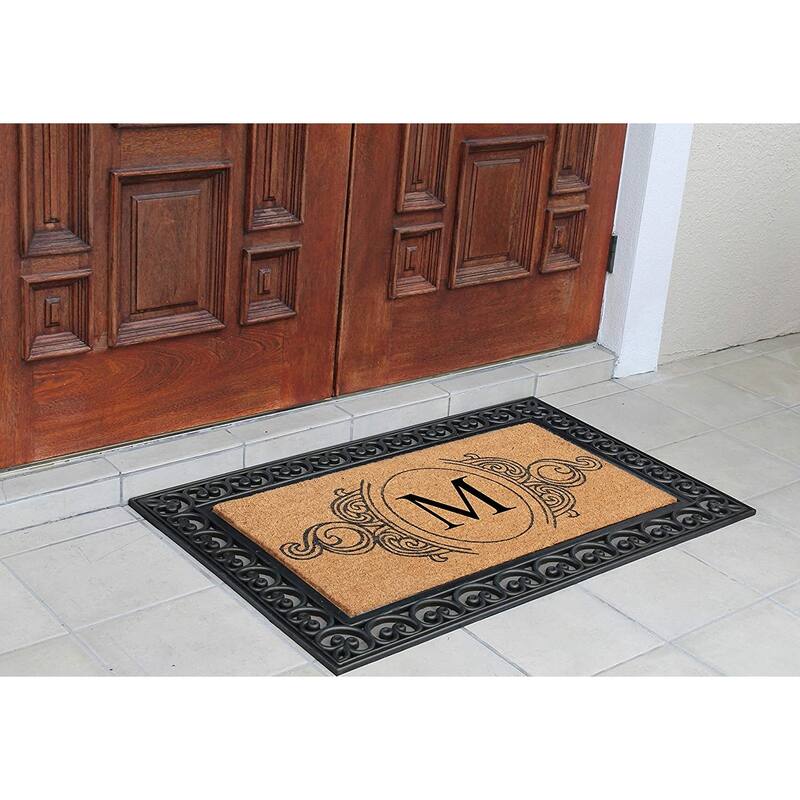 A1HC 30" x 48" Heavy-Duty Rubber & Coir Outdoor Doormat with Copper/Black Border – Large, Non-Slip Backing