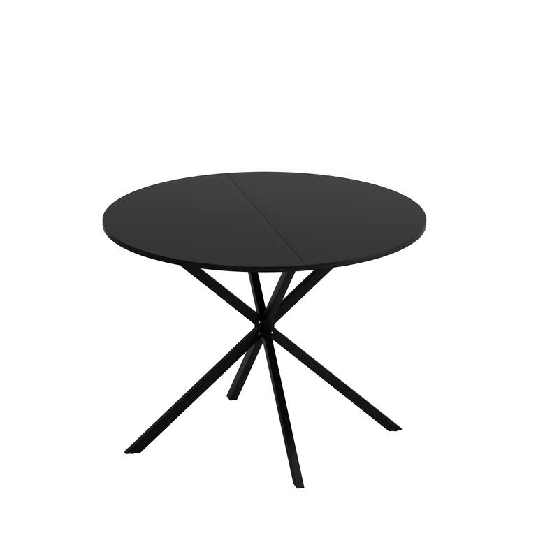 47.24" Modern Cross Leg Round Dining Table, White Marble Top Occasional Table