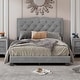 preview thumbnail 1 of 5, Full Size Upholstered Bed Frame with Rivet Design, Modern Velvet Platform Bed with Tufted Headboard,Grey Gray - Full