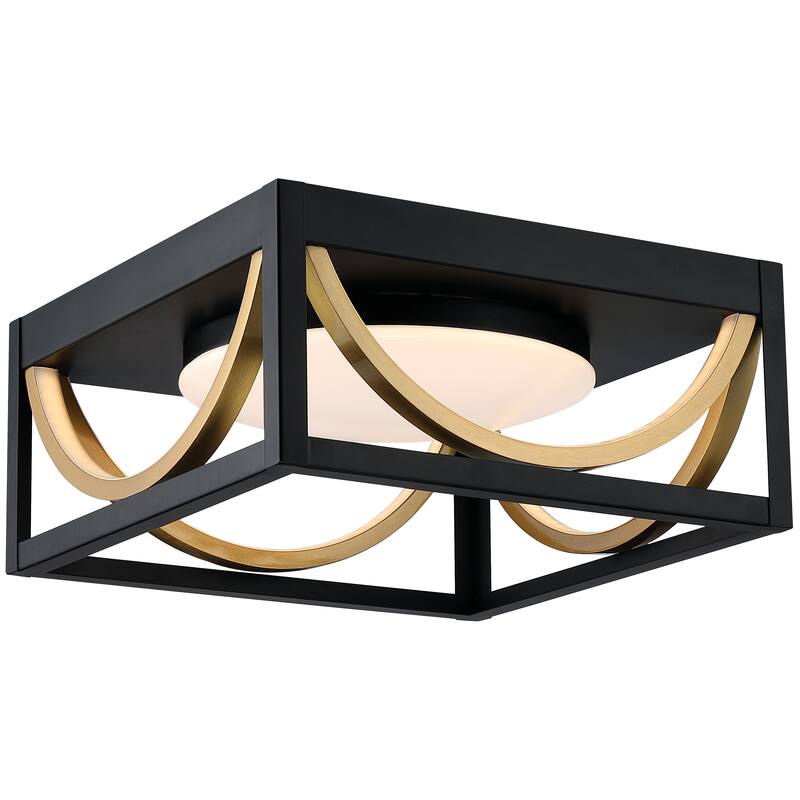 Modern 1-Light Matte Black LED Flush Mount Ceiling Light - 5.5'' H X 11.8'' W X 11.8'' D