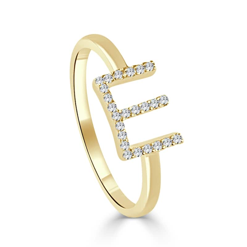 Joelle Collection Diamond Initial Ring for Her 14k Yellow Gold 1/10 ct TDW Women's Ring