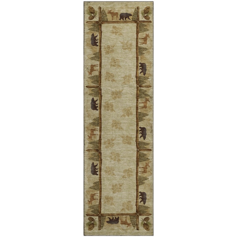 Premium Washable Super Soft Bear Moose Border Mayfield Rug