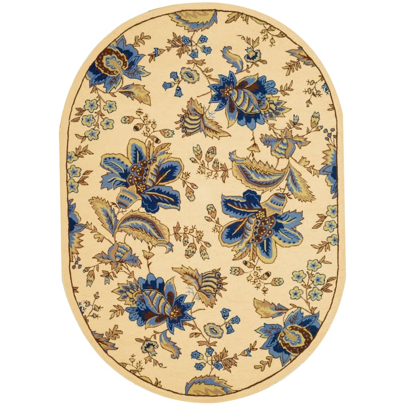 SAFAVIEH Handmade Chelsea Iluminada French Country Wool Rug - 4'6" x 6'6" Oval - Ivory