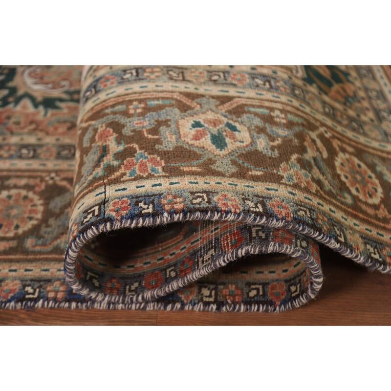 Hand Knotted Oriental 100% Wool Carpet Traditional Floral Oranges & Rust Heriz Area Rug - 9' 9'' X 6' 6''