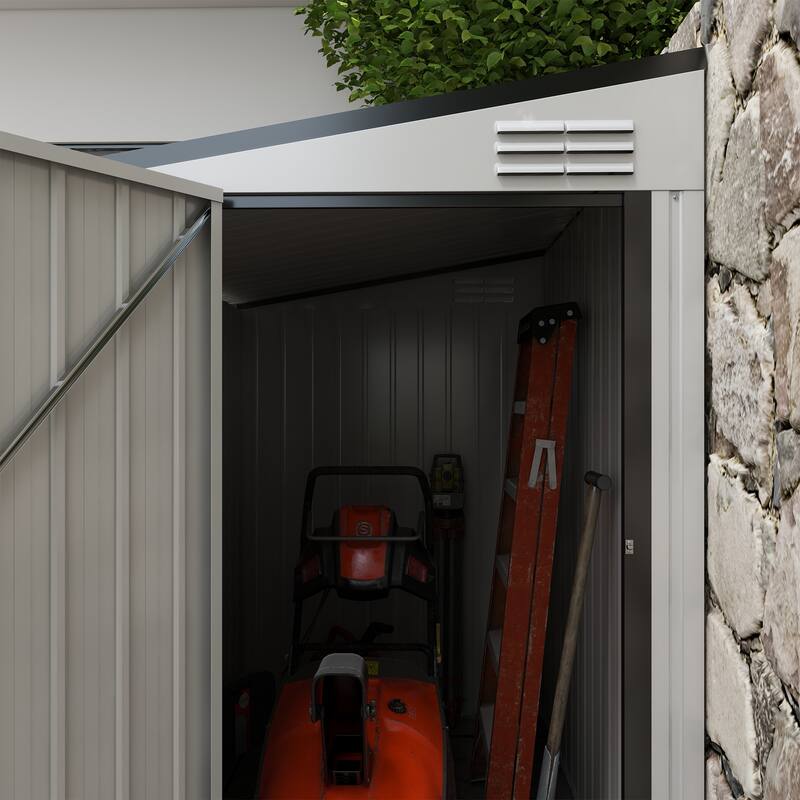 Outsunny 4' x 6' Metal Outdoor Storage Shed, Lean to Storage Shed, Garden Tool Storage House with Lockable Door