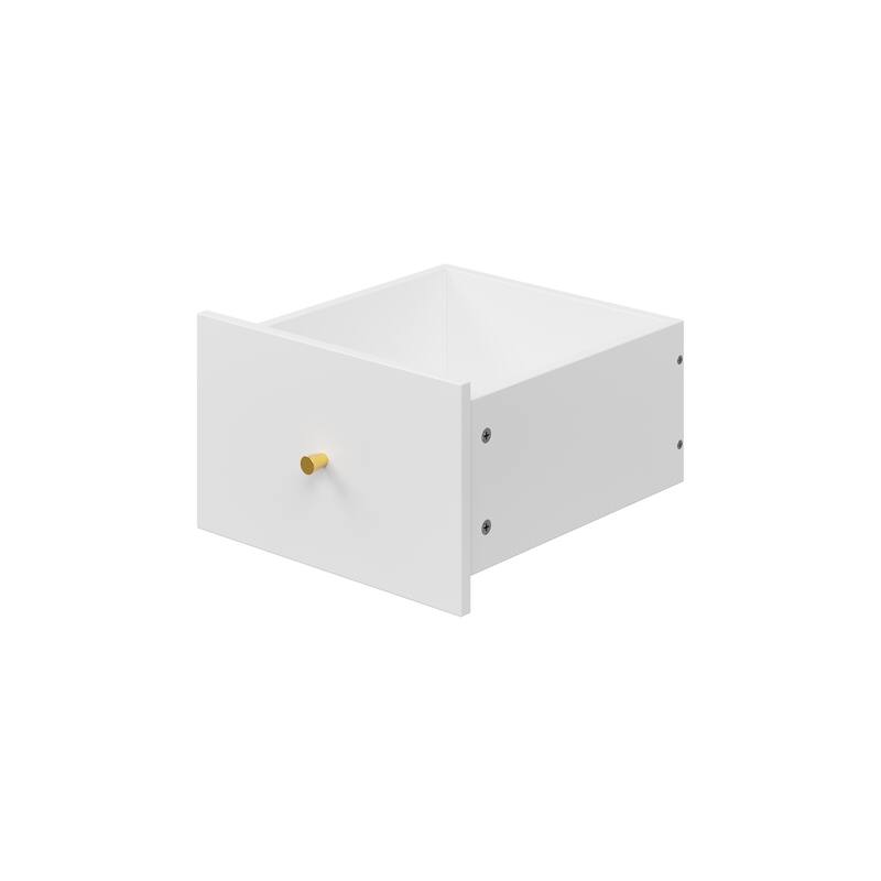 White Nail Desk with Dust Collector, Glass Shelf & Gold Handles – Manicure Station for Salon and Home