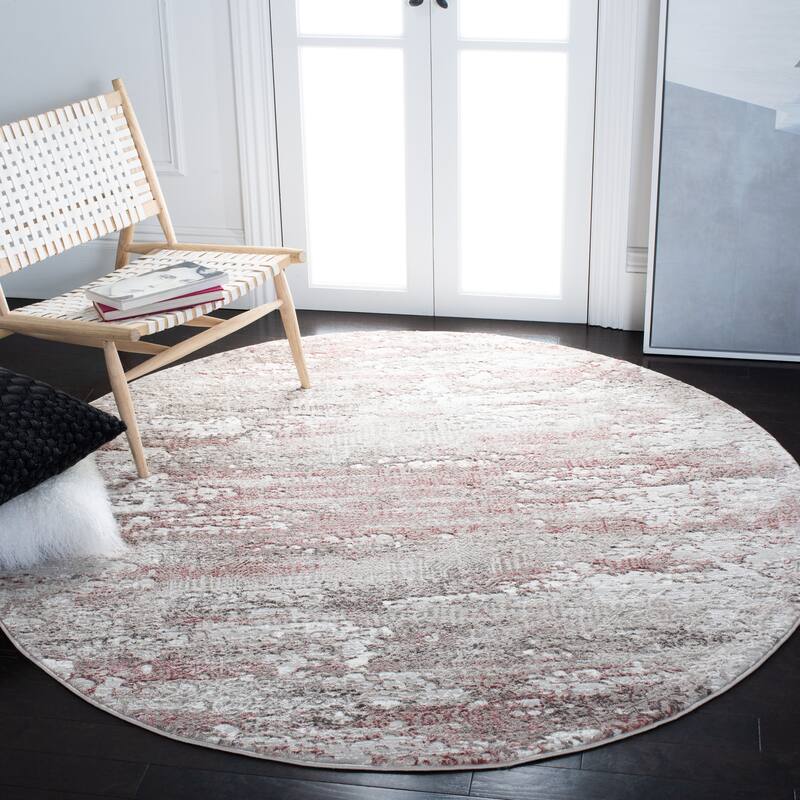 SAFAVIEH Meadow Felice Modern Abstract Rug - 10' Round - Beige/Pink