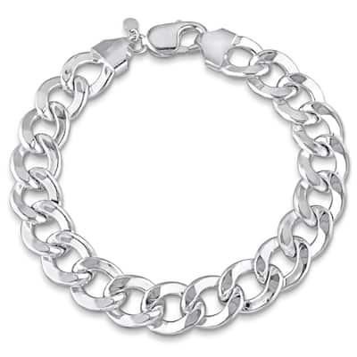 Miadora 12.5mm Curb Link Chain Bracelet Sterling Silver- 9 in