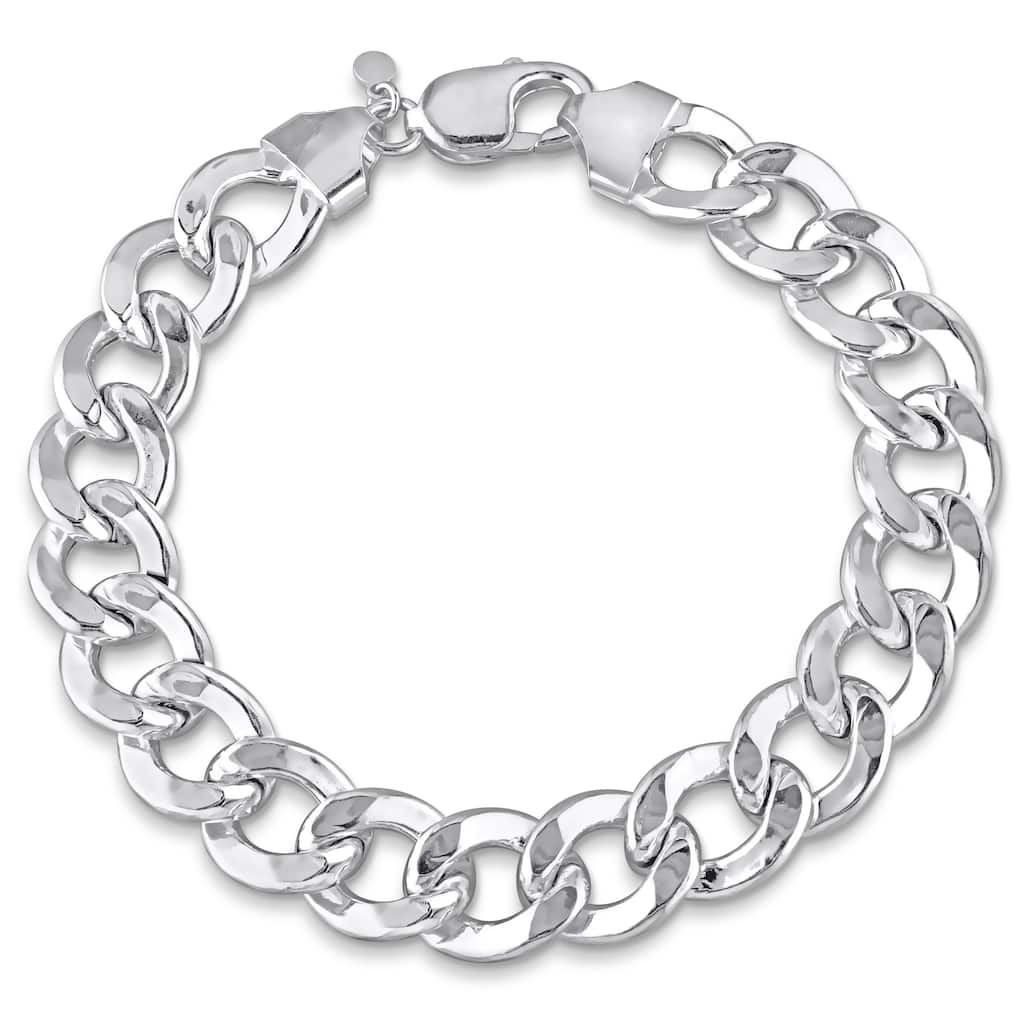 Miadora 12.5mm Curb Link Chain Bracelet Sterling Silver- 9 in