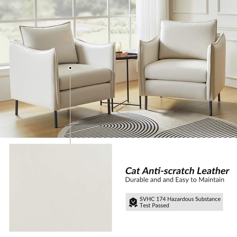 Christopher Modern Anti-scratch Fabric Armchair with Black Metal Legs Set of 2 by HULALA HOME