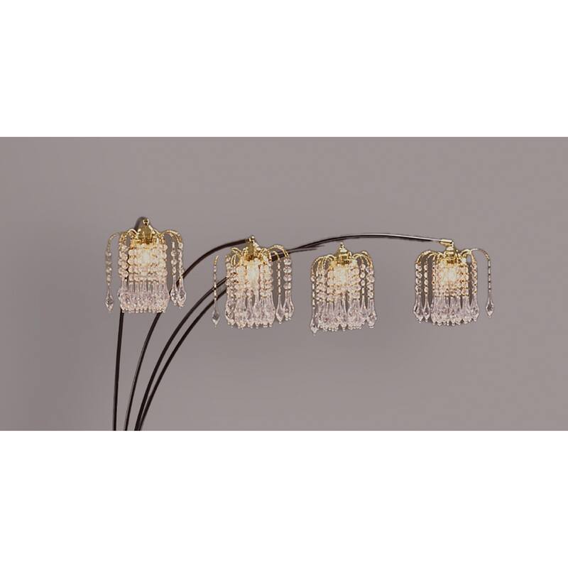 1pc Black Arc Floor Lamp Multi Head Half Moon Crystal Modern Living Room Lighting Metallic