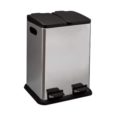 Organize It All 2 Compartment 40 Liter Step-On Recycling Bin in Stainless Steel