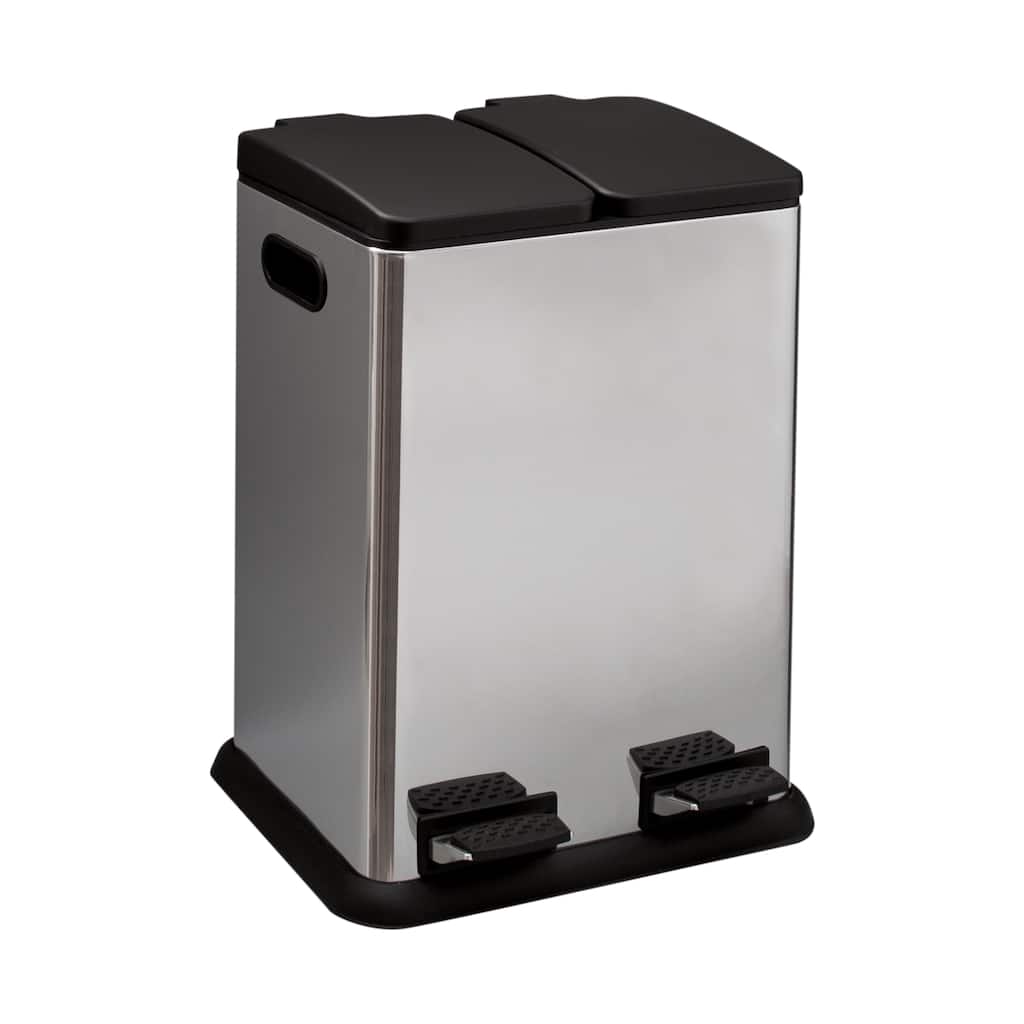 Organize It All 2 Compartment 40 Liter Step-On Recycling Bin in Stainless Steel