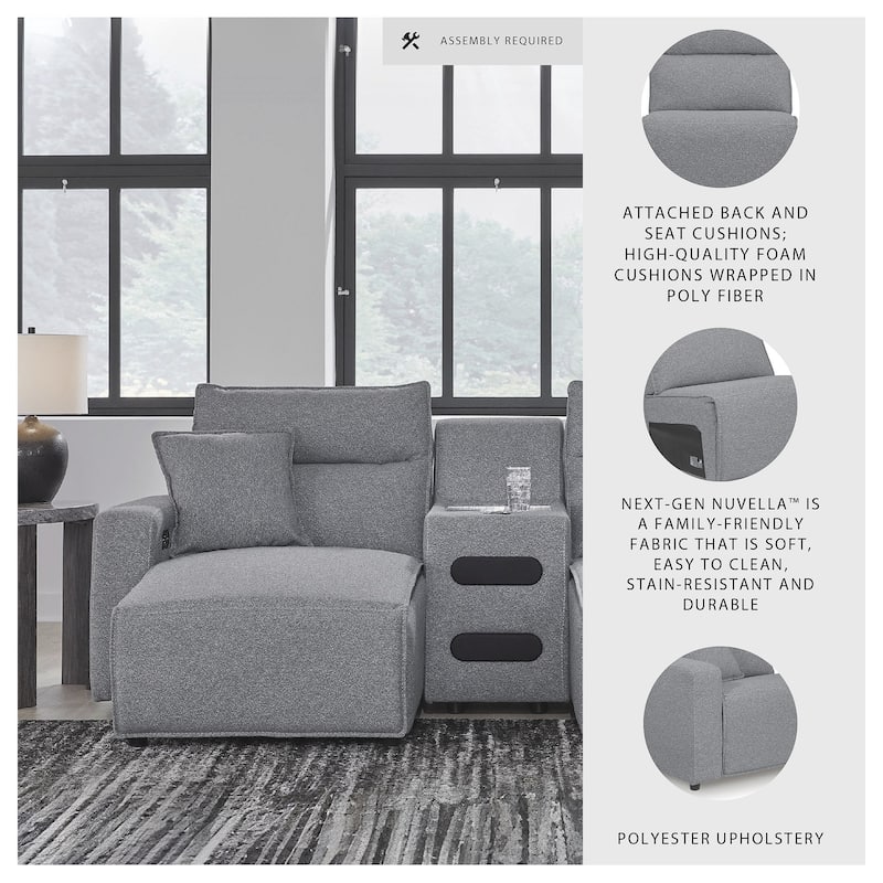 Signature Design by Ashley Modmax Gray 5-Piece Power Reclining Sectional with Chaise - 152" W x 63" D x 41" H