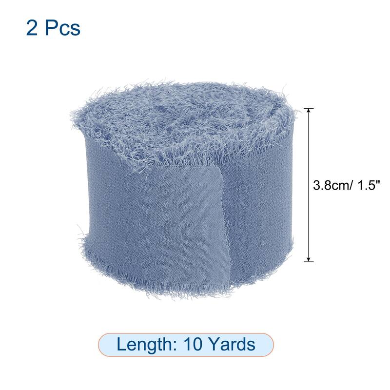 Chiffon Ribbon 1.5" x 10 Yard, Handmade Fringe Ribbon, 2pcs