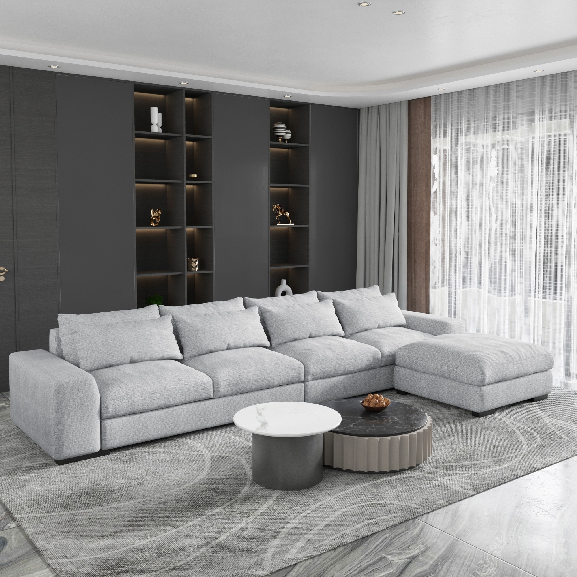 Modular sofa - Bebe - maxdivani - contemporary / gray / fabric