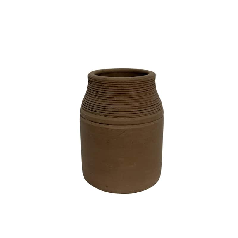 Terracotta Circular Neck Vase - 6.25" - Brown