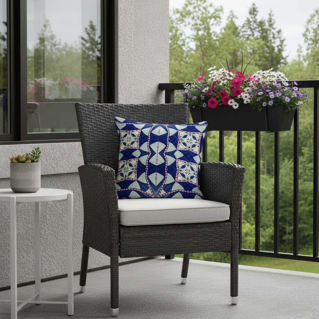 HomeRoots Set of Two 16" X 16" Blue and Pink Blown Seam Eclectic Indoor Outdoor Throw Pillow - 16.00' X '16.00' X '5.00