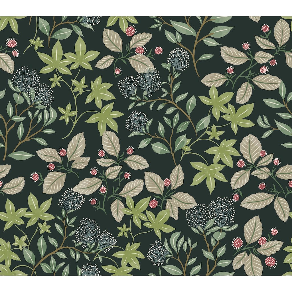 A-Street Prints Mildred Evergreen Botanical Trail Wallpaper