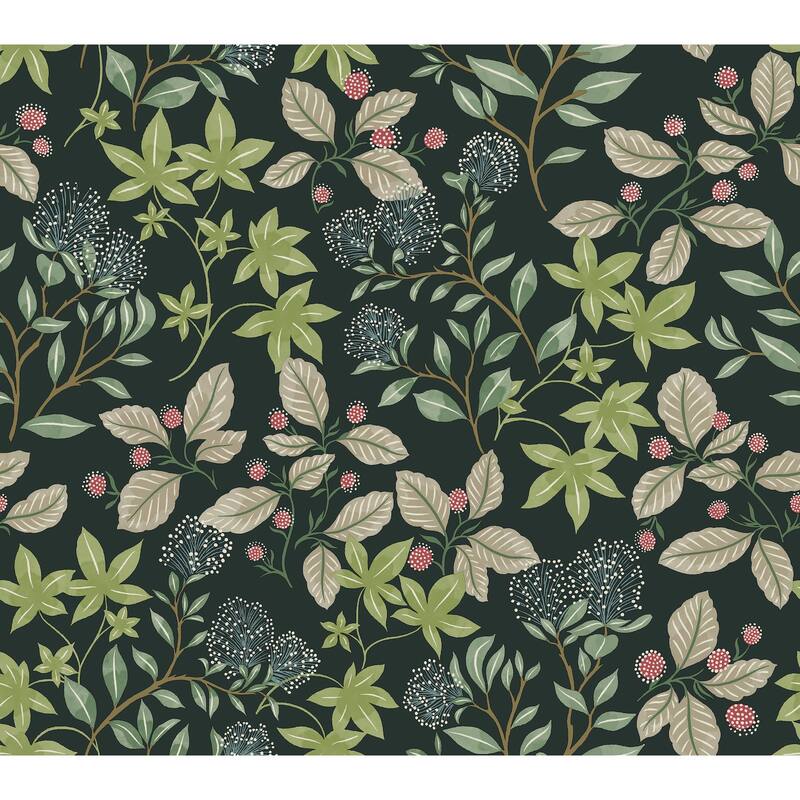 A-Street Prints Mildred Evergreen Botanical Trail Wallpaper