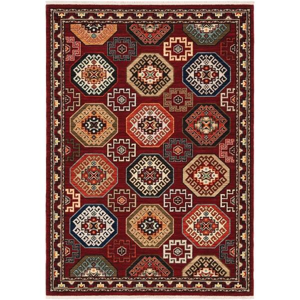 Shop Leander Panel Medallions Fringed Wool Blend Area Rug Overstock 31820702